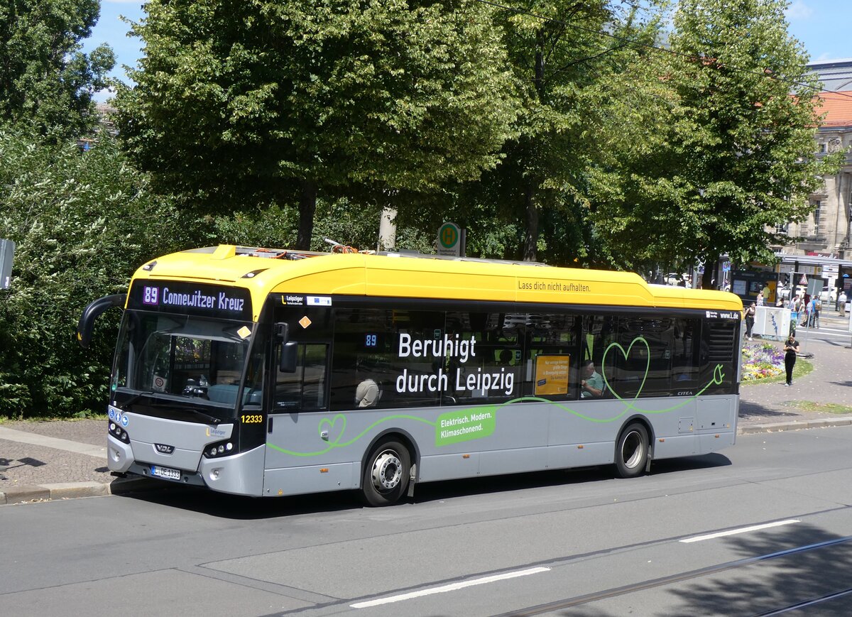 (264'476) - LVB Leipzig - Nr. 12'333/L-DE 1333 - eVDL am 9. Juli 2024 beim Hauptbahnhof Leipzig