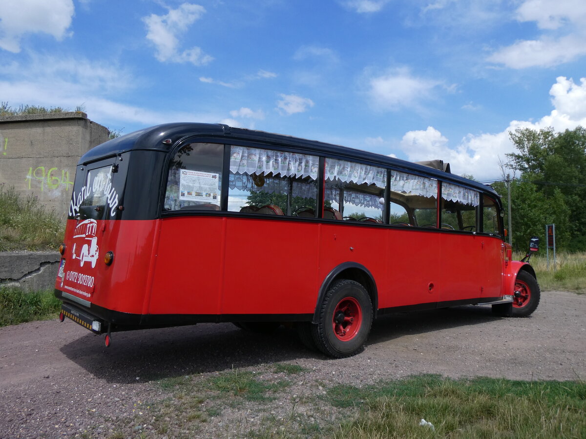 (264'616) - Raab, Bad Drrenberg - MER-K 49H - Saurer/Saurer (ex VDZ/Landerlebniswelt, Bad Drrenberg; ex Fankhauser, CH-Arzier; ex AFA Adelboden/CH Nr. 15; ex P 23'052; ex P 2076) am 10. Juli 2024 in Kreypau, Unvollendete Brcke