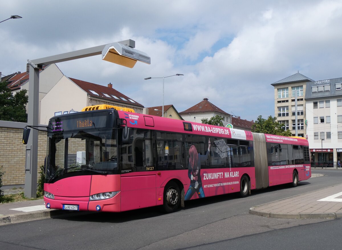 (264'683) - LVB Leipzig - Nr. 14'137/L-NV 4137 - Solaris am 11. Juli 2024 in Leipzig, Lindenau Bushof