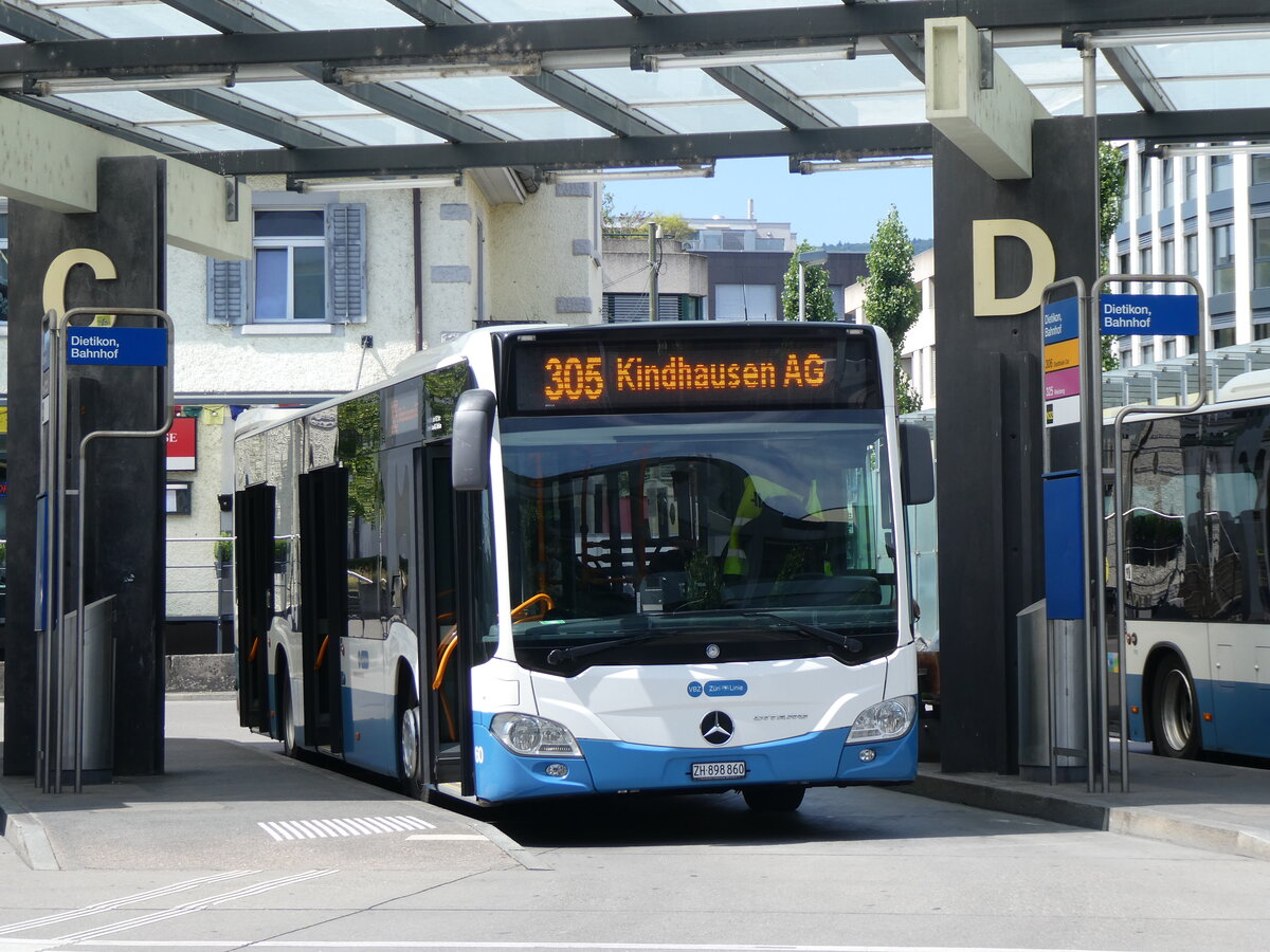 (264'862) - Limmat Bus, Dietikon - Nr. 60/ZH 898'860 - Mercedes am 18. Juli 2024 beim Bahnhof Dietikon