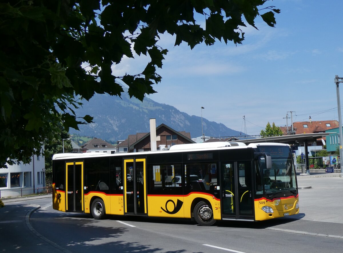 (265'049) - PostAuto Zentralschweiz - Nr. 509/NW 5107/PID 10'846 - Mercedes (ex Nr. 12; ex Thepra, Stans Nr. 12) am 27. Juli 2024 beim Bahnhof Sarnen