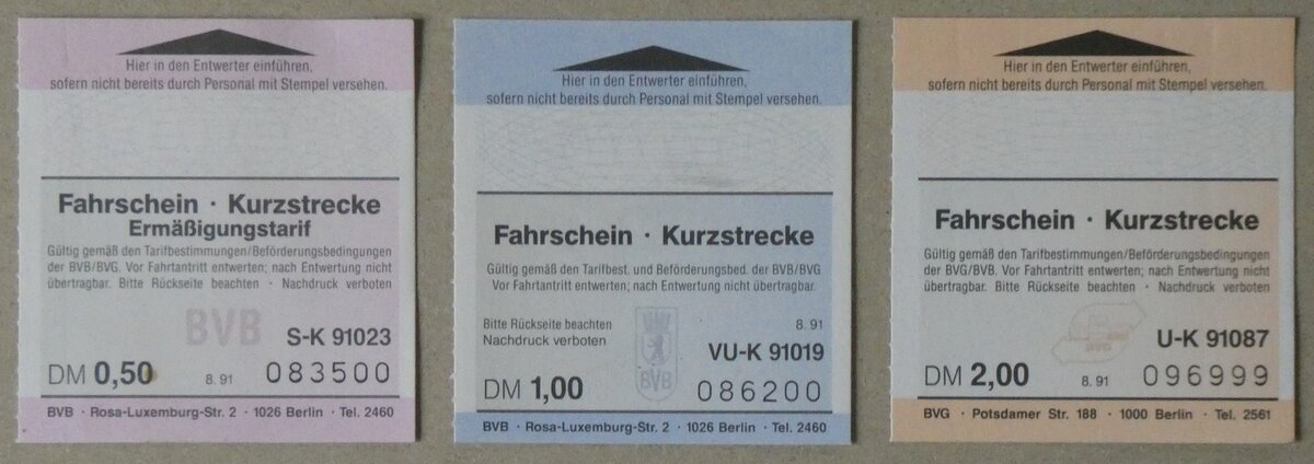 (266'157) - Aus Deutschland: BVB/BVG-Einzelbillette am 25. August 2024