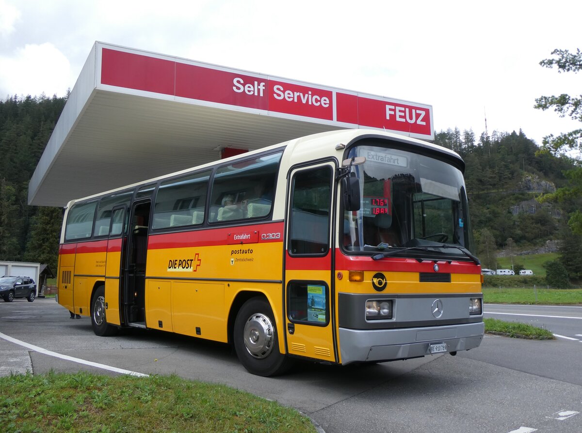 (266'896) - Buzzi, Bern - BE 910'789 - Mercedes (ex Mattli, Wassen PID 2295) am 10. September 2024 in Innertkirchen, Tankstelle Feuz