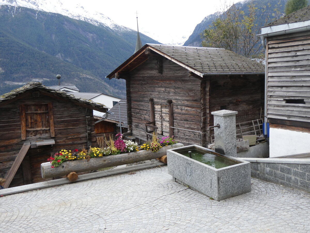 (267'726) - Blumentrog und Brunnen von 2000 am 6. Oktober 2024 in Mund