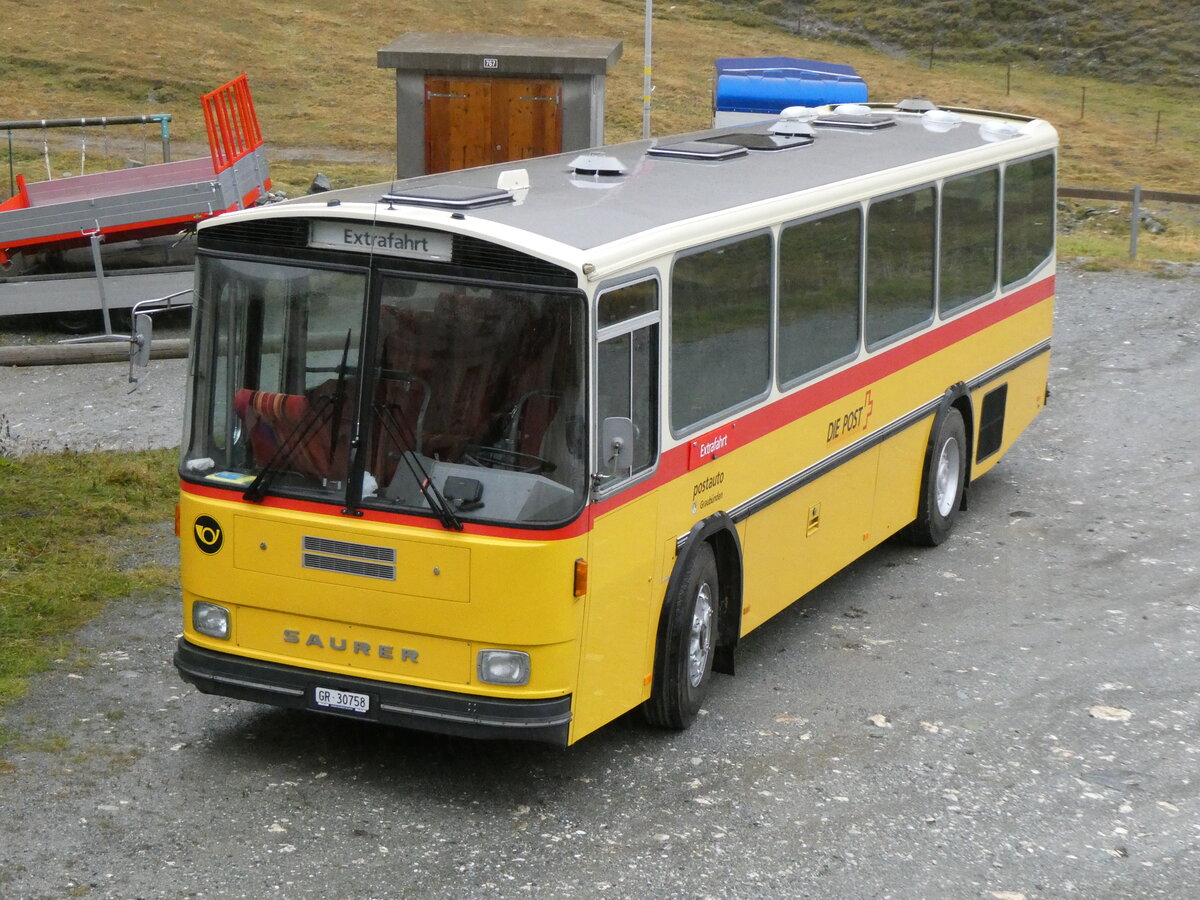 (267'873) - Ltscher, Haldenstein - GR 30'758 - Saurer/R&J (ex Dornbierer, Thal; ex FRAM Drachten/NL Nr. 24; ex PostAuto Graubnden PID 2870; ex P 24'367) am 8. Oktober 2024 in Juf