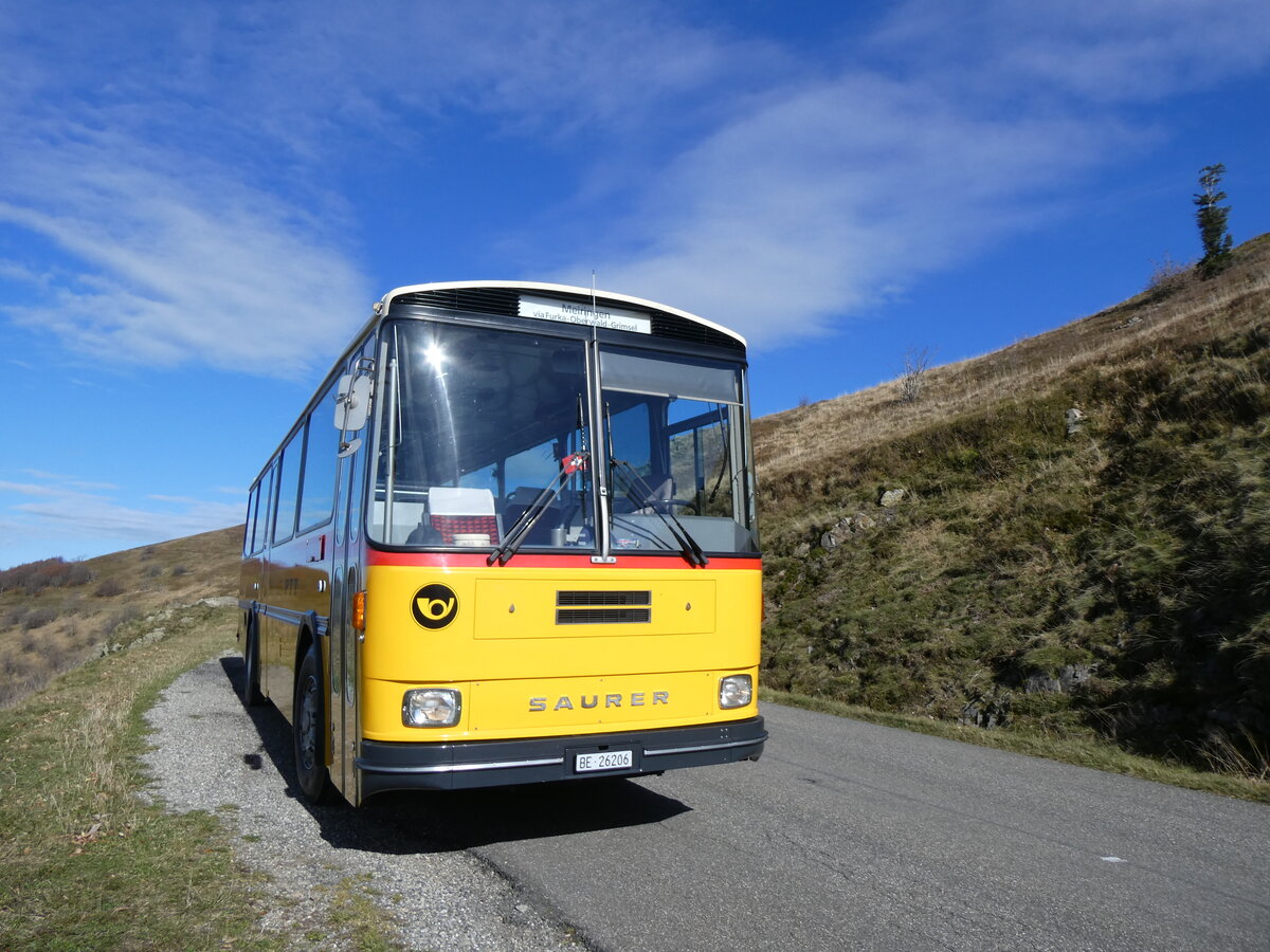 (268'752) - Aus der Schweiz: Schmid, Thrishaus - BE 26'206 - Saurer/Tscher (ex P 24'244) am 27. Oktober 2024 bei Rothenbach