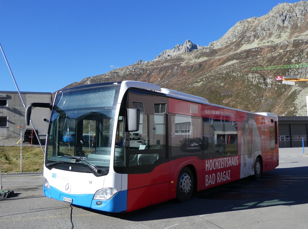 (268'811) - RTB Altsttten - Nr. 58/SG 131'606 - Mercedes am 29. Oktober 2024 beim Bahnhof Andermatt 