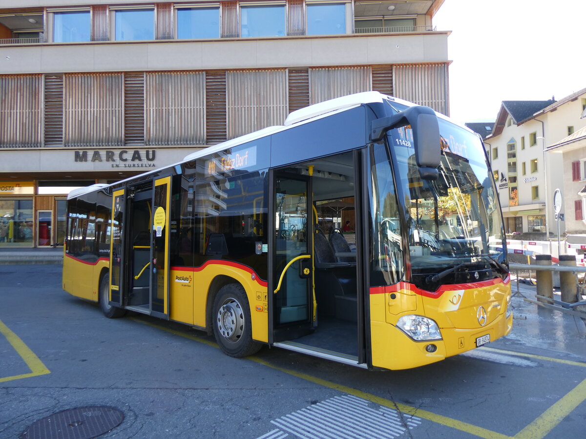 (268'823) - PostAuto Graubnden - GR 94'574/PID 11'428 - Mercedes (ex Nr. 19; ex Fontana, Ilanz Nr. 19) am 19. Oktober 2024 beim Bahnhof Ilanz