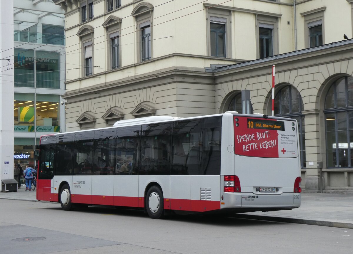 (268'924) - SW Winterthur - Nr. 236/ZH 602'236 - MAN am 2. November 2024 beim Hauptbahnhof Winterthur