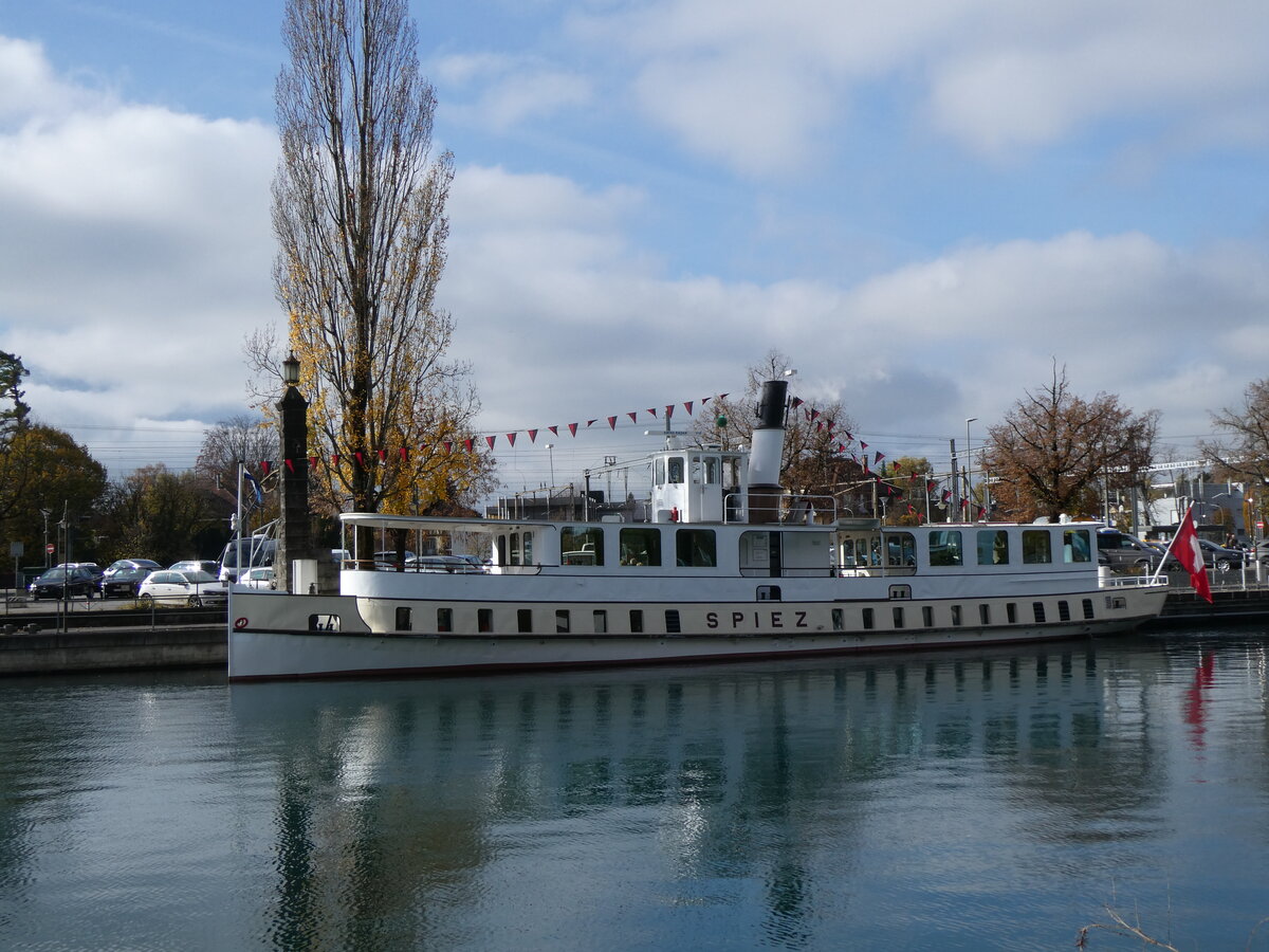 (268'939) - Dampfschiff Spiez am 3. November 2024 an der Schiffl�ndte Thun