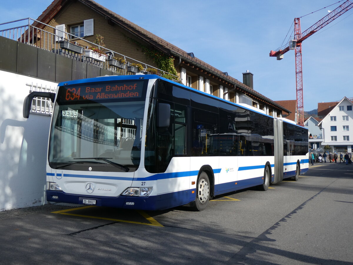 (269'087) - ZVB Zug - Nr. 27/ZG 88'027 - Mercedes am 9. November 2024 in Obergeri, Station