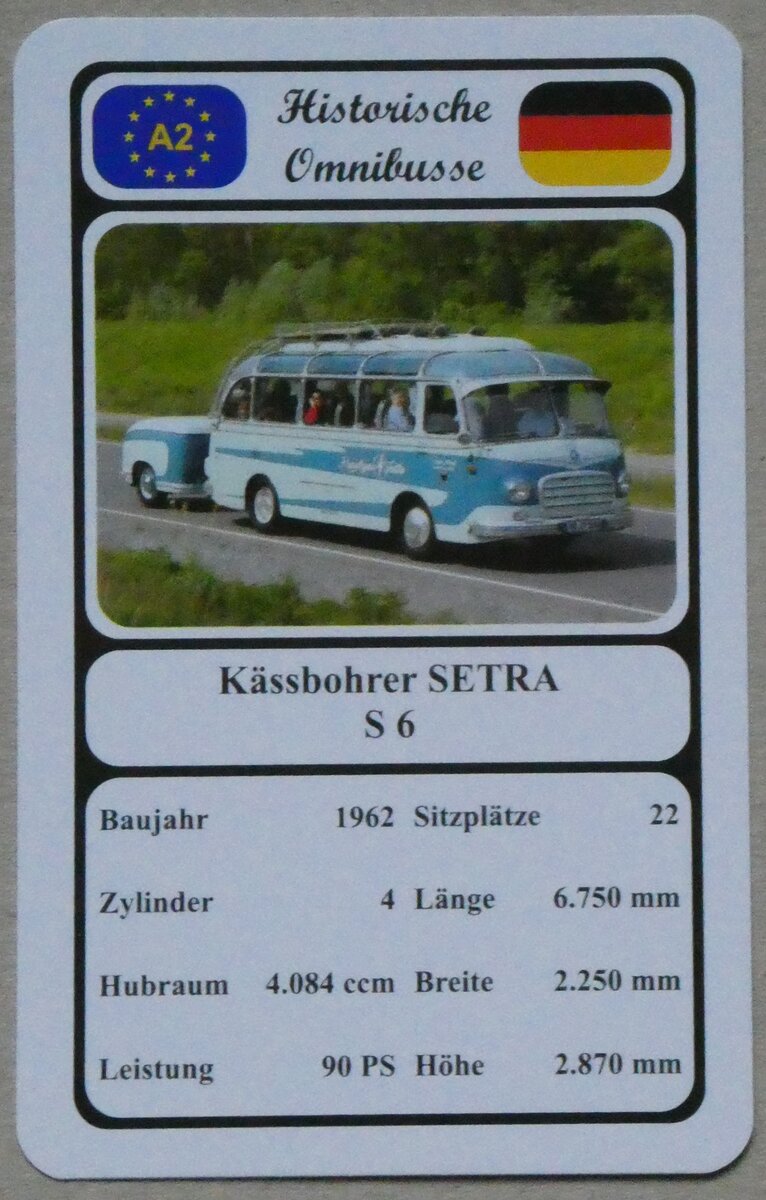 (269'227) - Quartett-Spielkarte mit Kssbohrer SETRA S 6 von 1962 am 17. November 2024 in Thun