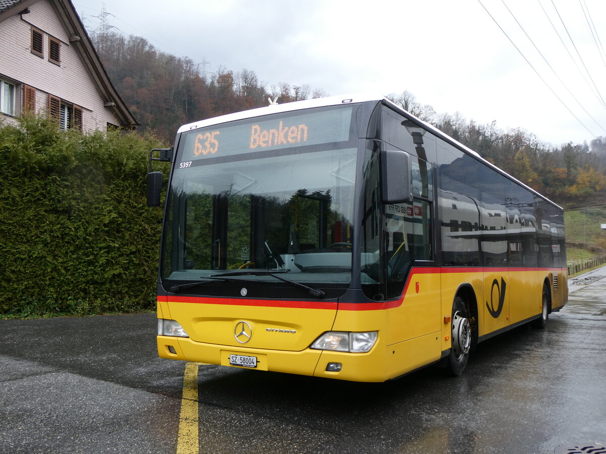 (269'250) - PostAuto Ostschweiz - SZ 58'004/PID 5397 - Mercedes (ex Kistler, Reichenburg) am 19. November 2024 beim Bahnhof Ziegelbrcke