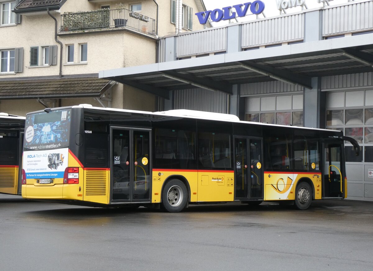 (269'268) - PostAuto Ostschweiz - SG 436'004/PID 10'500 - MAN am 19. November 2024 in Schmerikon, Thomann