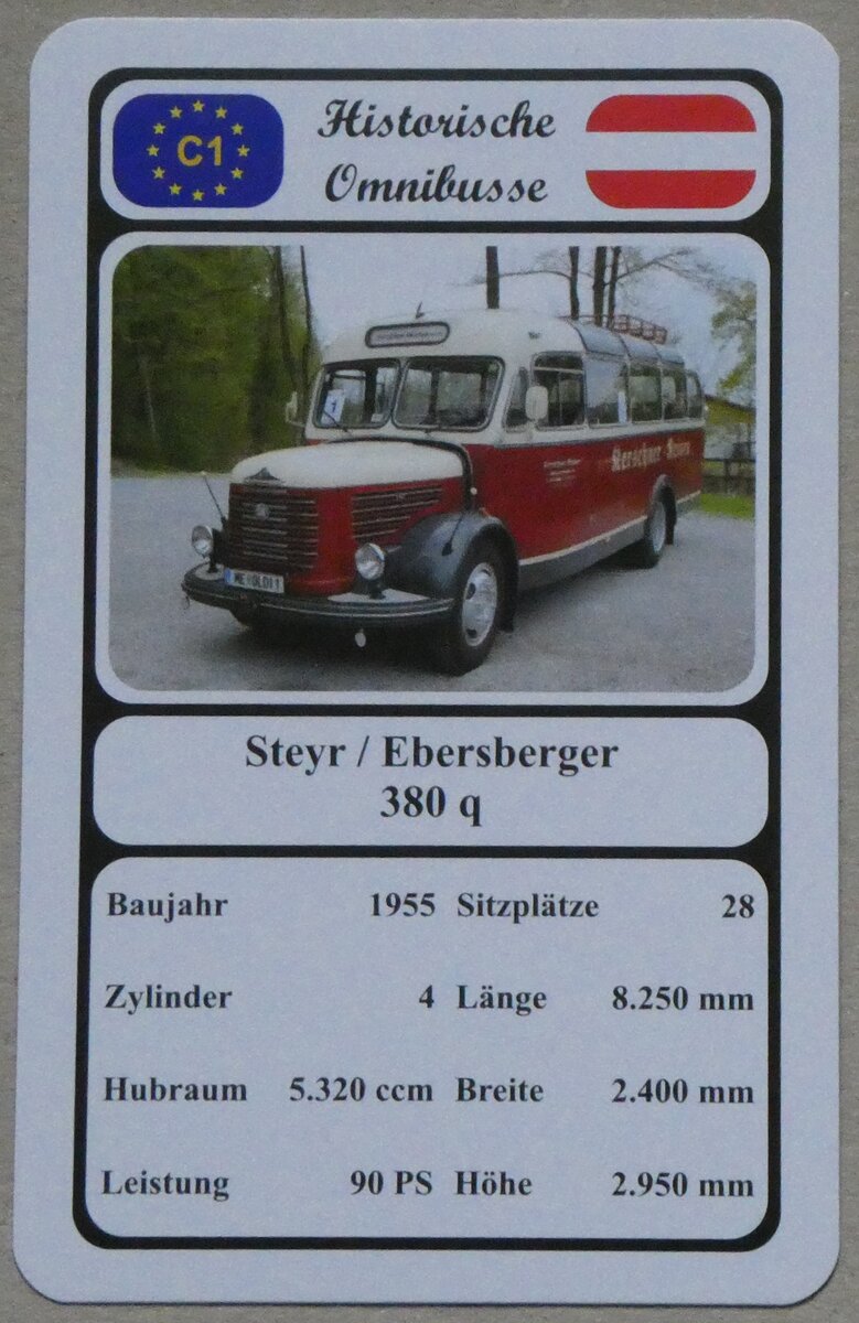 (269'567) - Quartett-Spielkarte mit Steyr / Ebersberger 380 q von 1955 am 1. Dezember 2024 in Thun