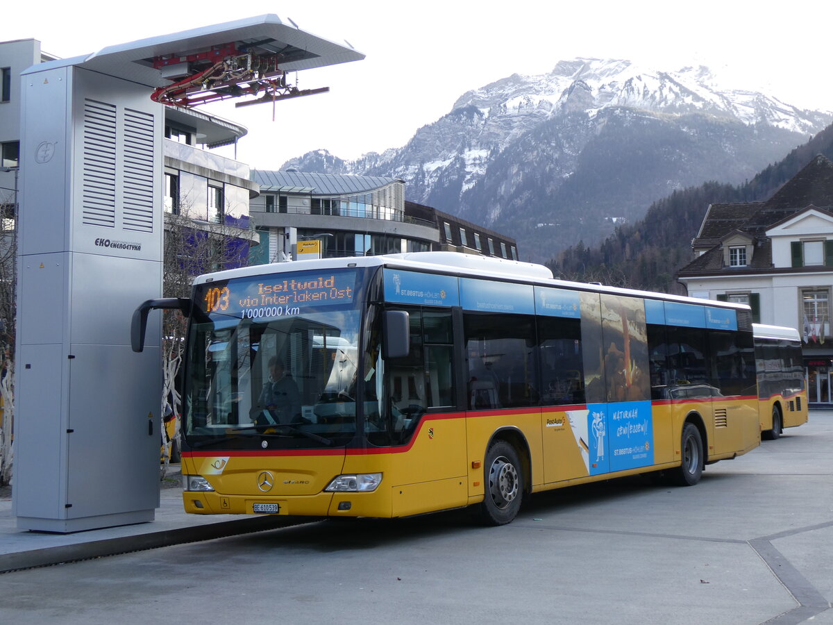 (269'638) - PostAuto Bern - BE 610'539/PID 5270 - Mercedes (ex BE 700'281; ex Schmocker, Stechelberg Nr. 2) am 6. Dezember 2024 beim Bahnhof Interlaken West