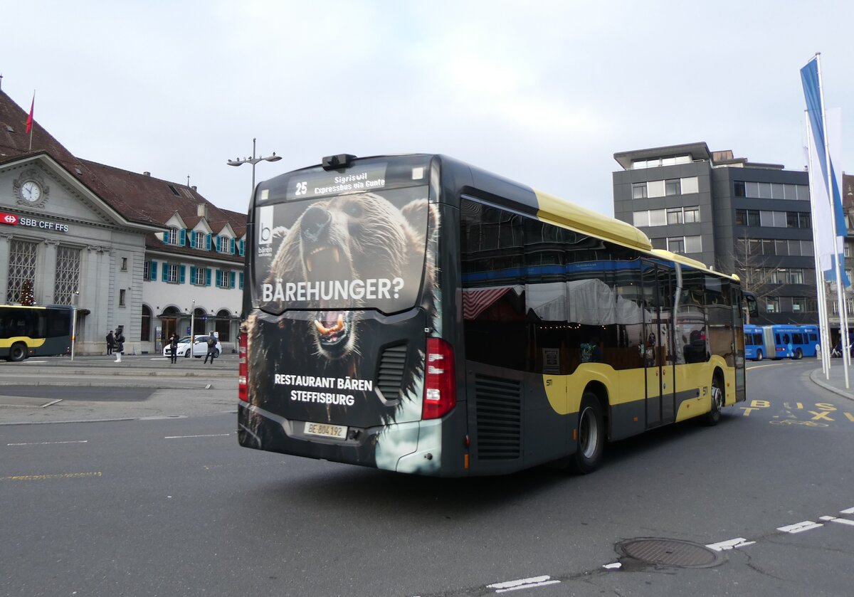 (269'843) - STI Thun - Nr. 192/BE 804'192 - Mercedes am 13. Dezember 2024 beim Bahnhof Thun