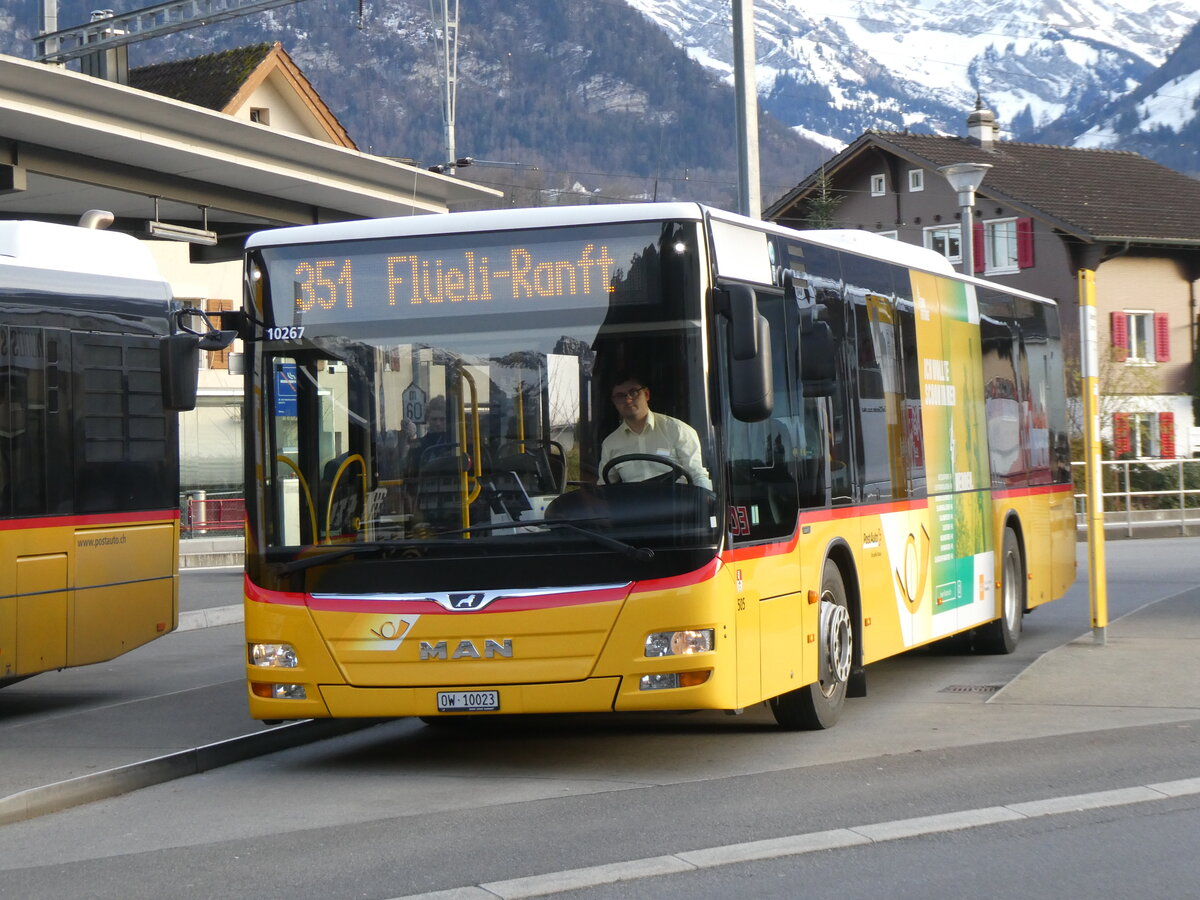 (269'970) - PostAuto Zentralschweiz - Nr. 505/OW 10'023/PID 10'267 - MAN (ex Nr. 4; ex Dillier, Sarnen Nr. 4) am 17. Dezember 2024 beim Bahnhof Sarnen