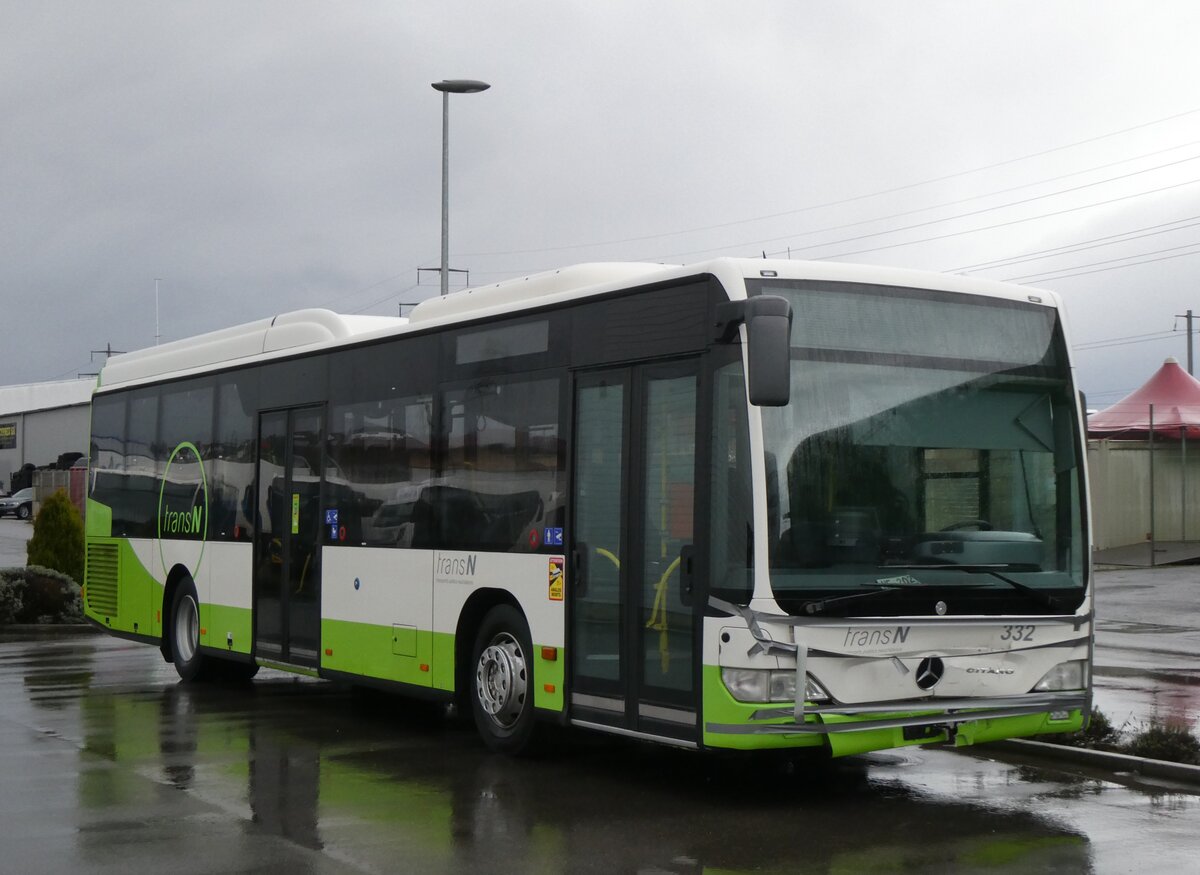 (270'090) - transN, La Chaux-de-Fonds - Nr. 332/NE 20'232 - Mercedes (ex TRN La Chaux-de-Fonds Nr. 332) am 22. Dezember 2024 in Kerzers, Interbus