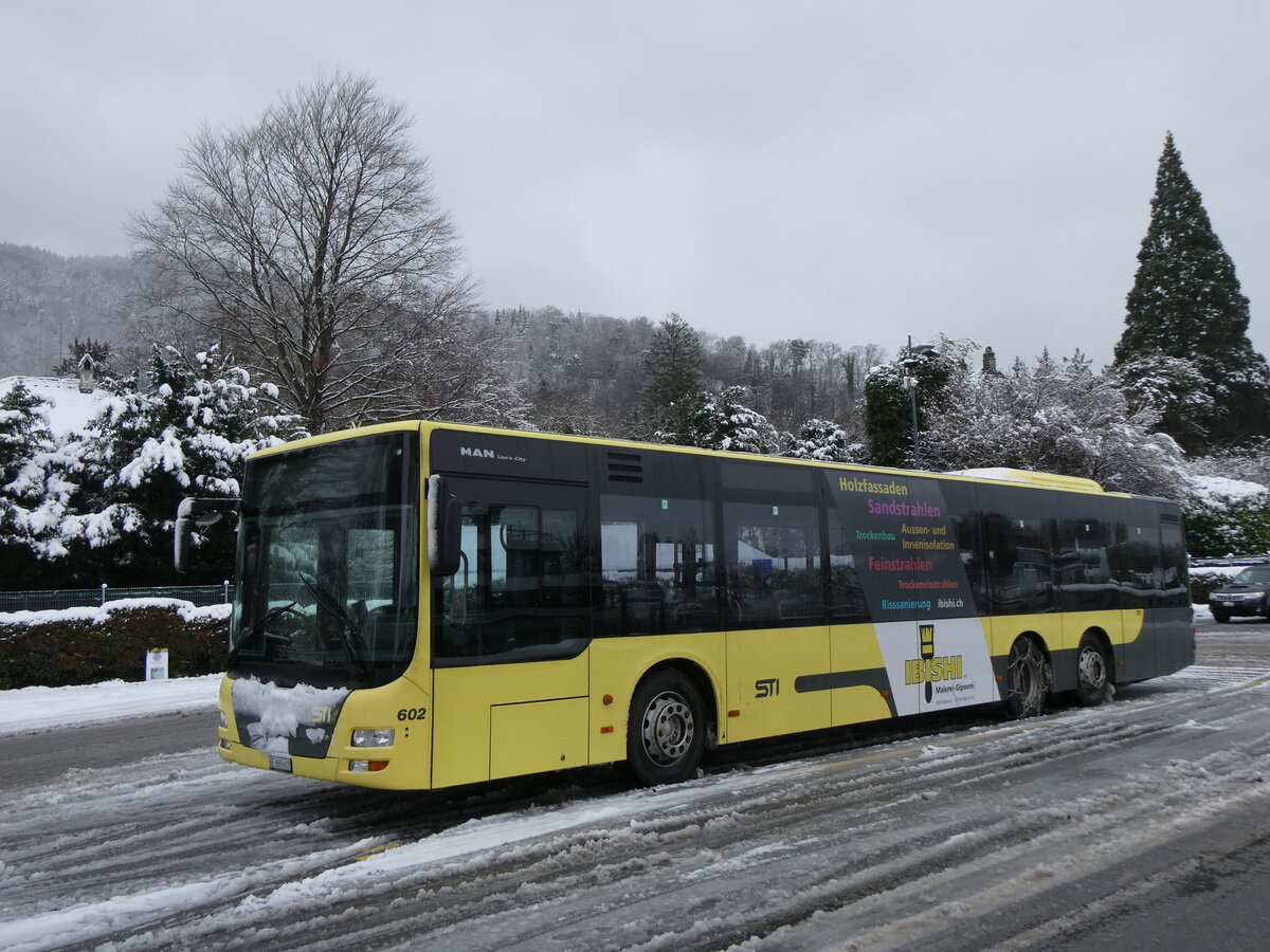 (270'135) - STI Thun - Nr. 602/BE 865'602 - MAN am 23. Dezember 2024 bei der Schifflndte Thun