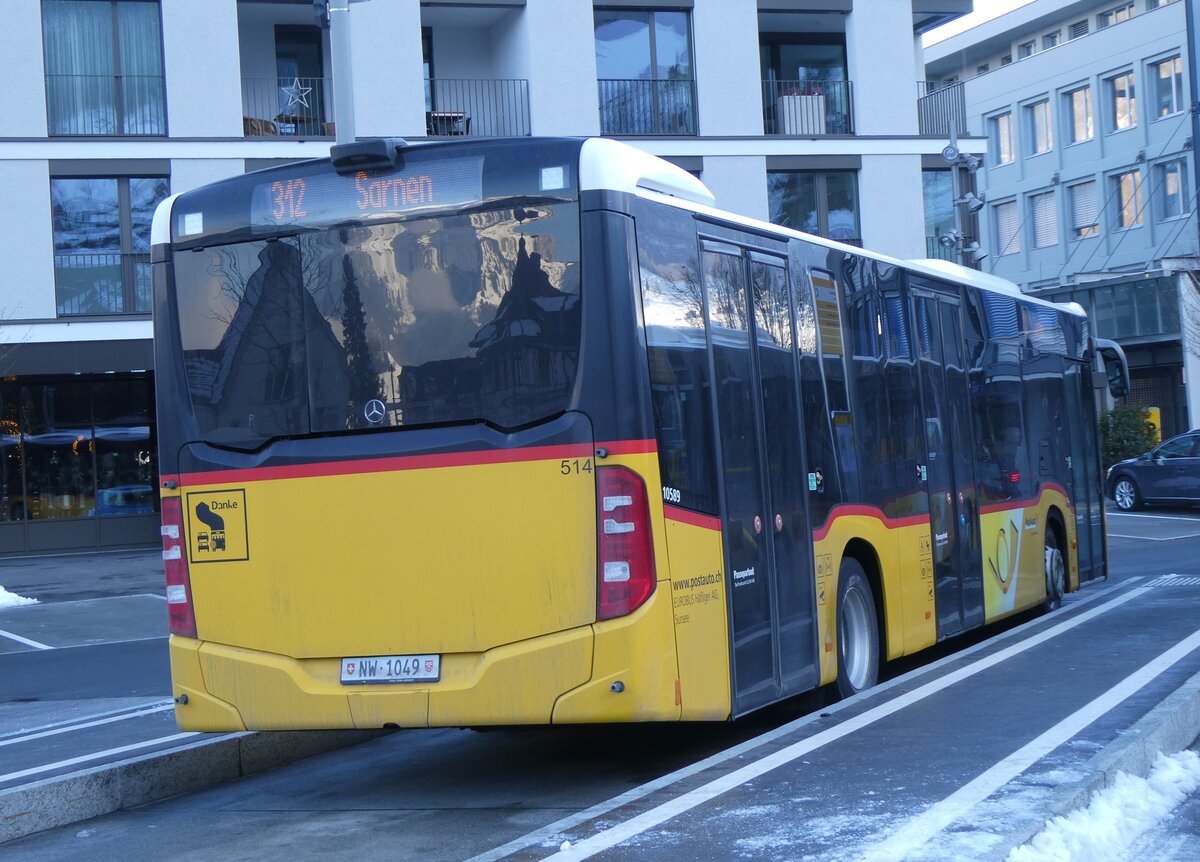 (270'228) - PostAuto Zentralschweiz - Nr. 514/NW 1049/PID 10'589 - Mercedes (ex Hfliger, Sursee Nr. 29) am 25. Dezember 2024 beim Bahnhof Stans