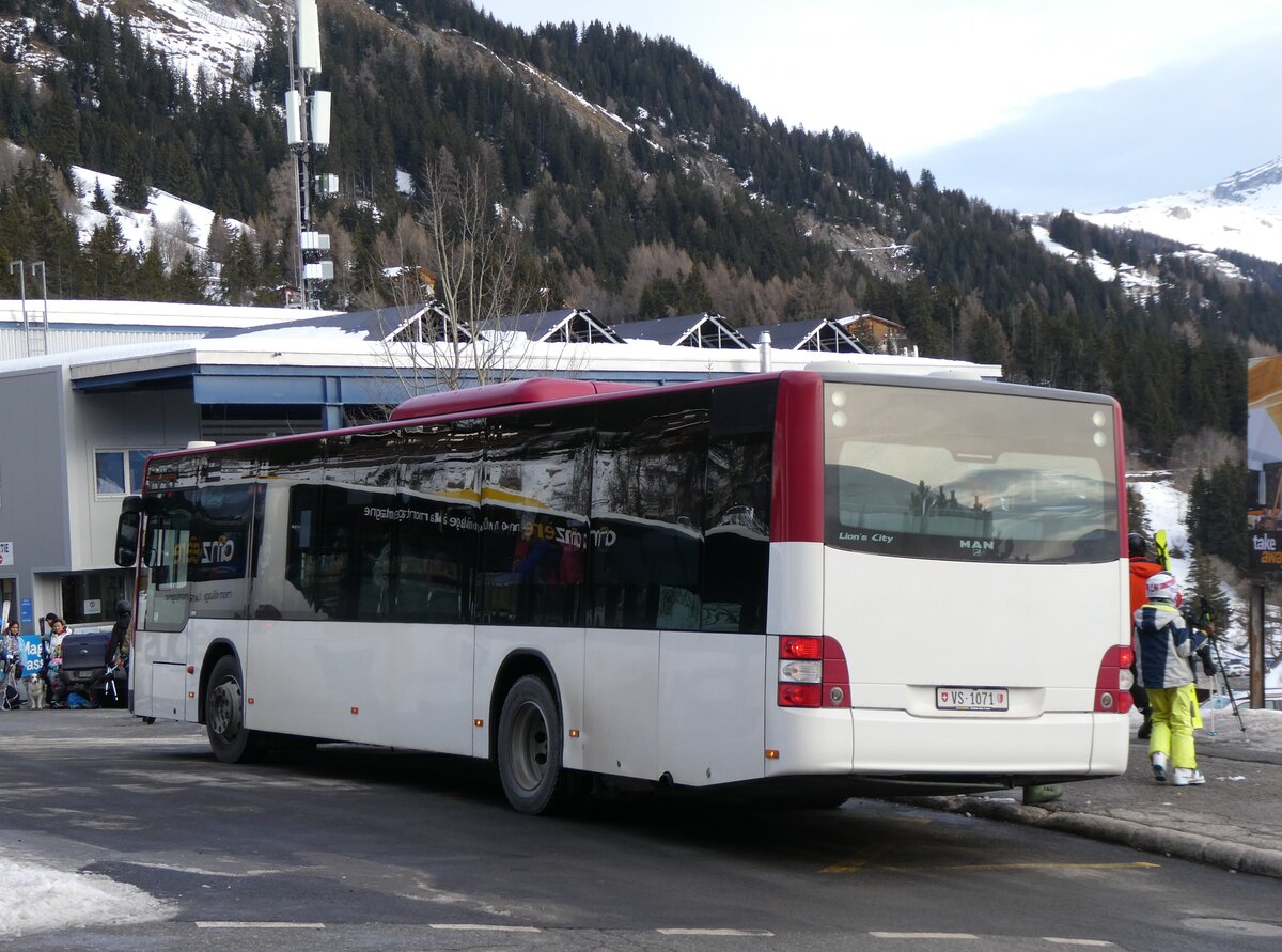 (270'549) - Buchard, Leytron - VS 1071 - MAN (ex PostAuto Wallis Nr. 69/PID 4779; ex Lathion, Sion Nr. 69) am 2. Januar 2025 in Anzre, Tlcabine