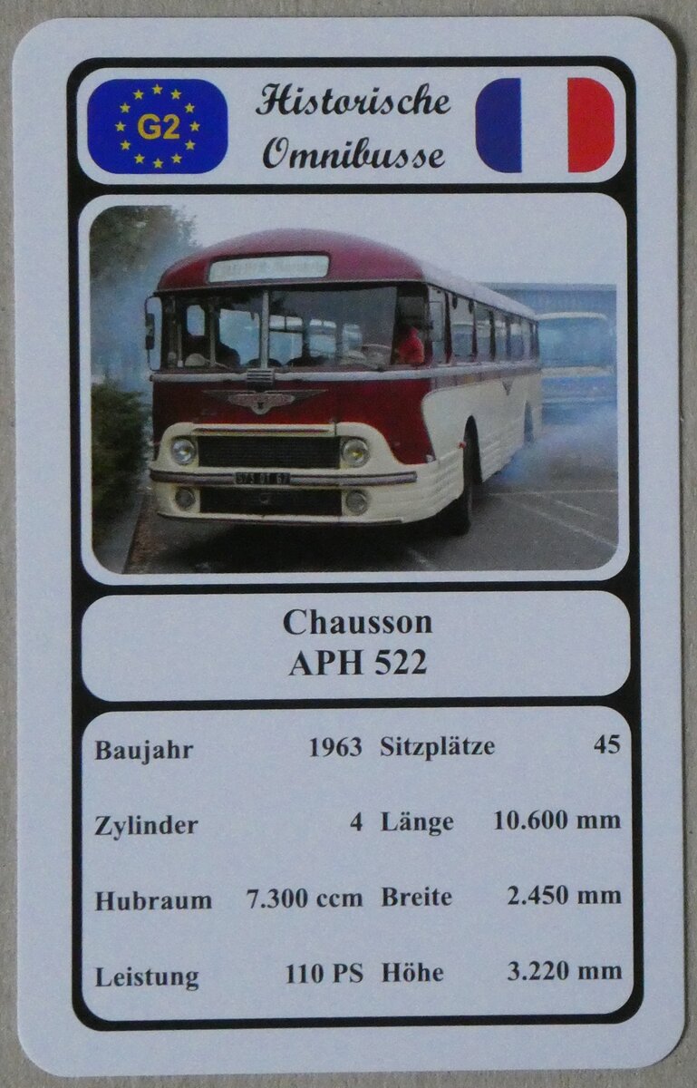 (270'652) - Quartett-Spielkarte mit Chausson APH 522 von 1963 am 5. Januar 2025 in Thun