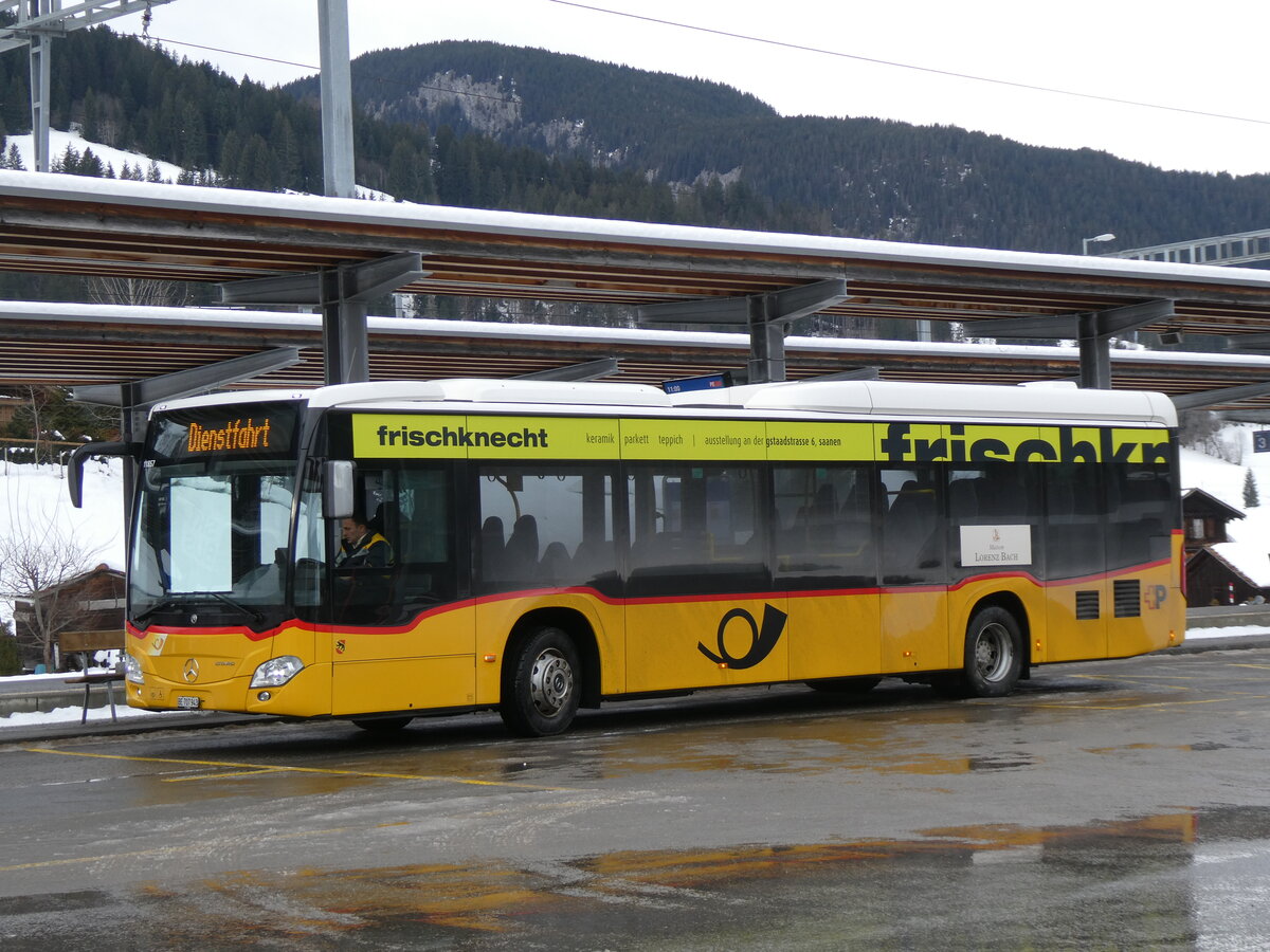 (270'695) - PostAuto Bern - BE 707'943/PID 11'857 - Mercedes (ex Kbli, Gstaad; ex PostAuto BErn BE 538'988; ex PostAuto Bern BE 653'386) am 6. Januar 2025 beim Bahnhof Gstaad