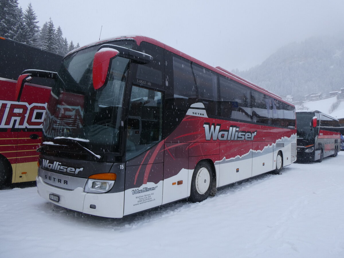 (270'976) - Walliser, Eschlikon - Nr. 15/TG 55'768 - Setra am 11. Januar 2025 in Adelboden, ASB