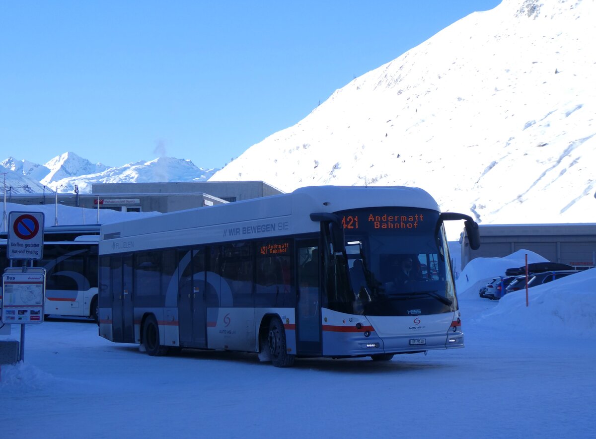 (271'155) - AAGU Altdorf - Nr. 6/UR 9140 - Hess am 14. Januar 2025 in Andermatt, Bahnhofplatz