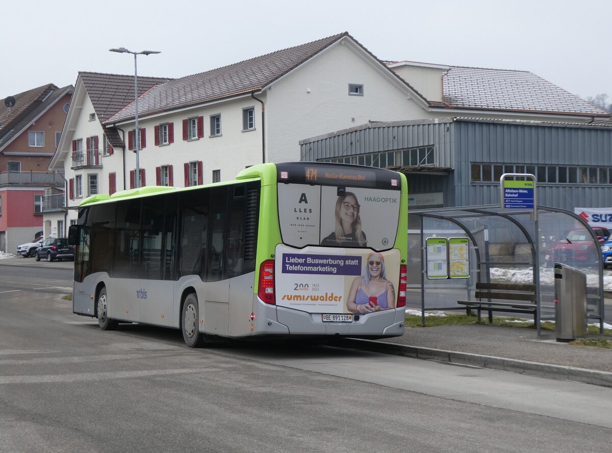 (271'208) - Busland, Burgdorf - Nr. 128/BE 891'128 - Mercedes am 17. Januar 2025 beim Bahnhof Affoltern-Weier