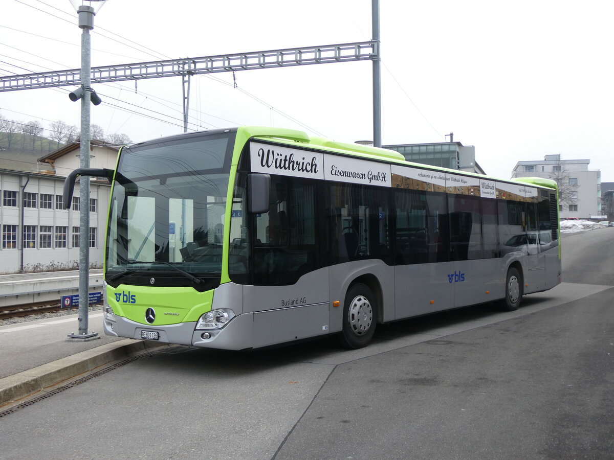 (271'209) - Busland, Burgdorf - Nr. 126/BE 891'126 - Mercedes am 17. Januar 2025 beim Bahnhof Huttwil