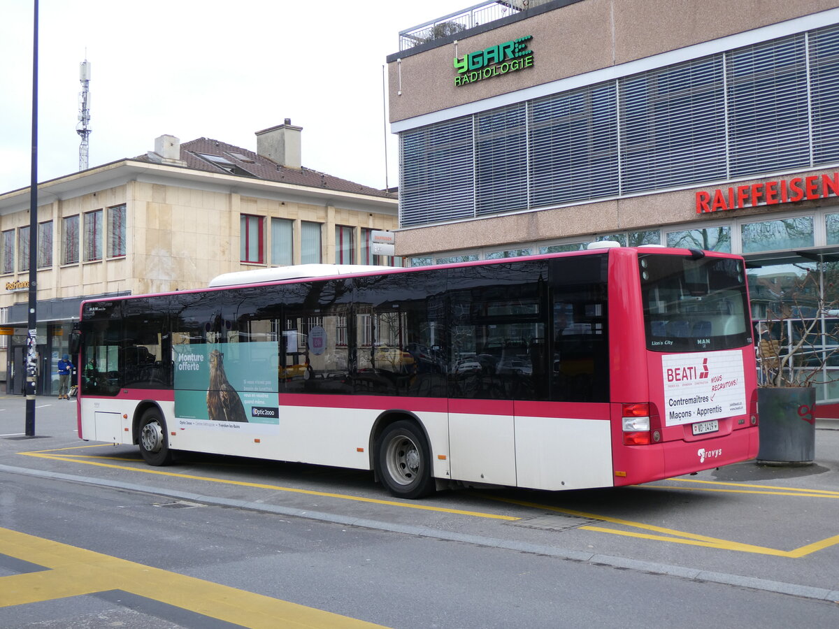 (271'558) - TRAVYS Yverdon - Nr. 110/VD 1419 - MAN am 1. Februar 2025 beim Bahnhof Yverdon