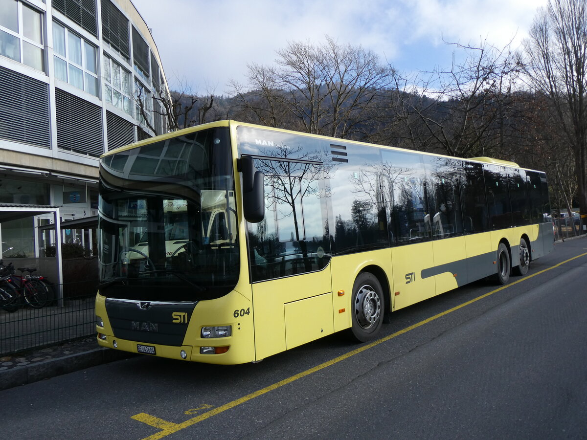 (271'636) - STI Thun - Nr. 604/BE 643'604 - MAN am 3. Februar 2025 bei der Schifflndte Thun