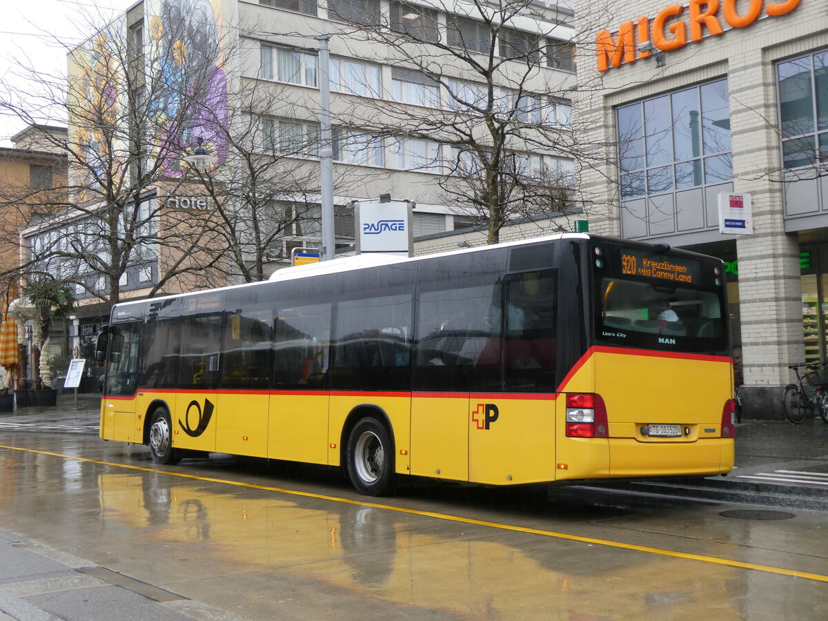 (271'907) - PostAuto Ostschweiz - TG 103'520/PID 10'459 - MAN am 13. Februar 2025 beim Bahnhof Frauenfeld