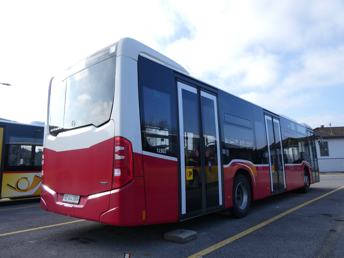 (272'080) - CarPostal Ouest - VD 644'186/PID 12'302 - Mercedes (ex Wiener Linien, A-Wien) am 15. Februar 2025 in Yverdon, Garage