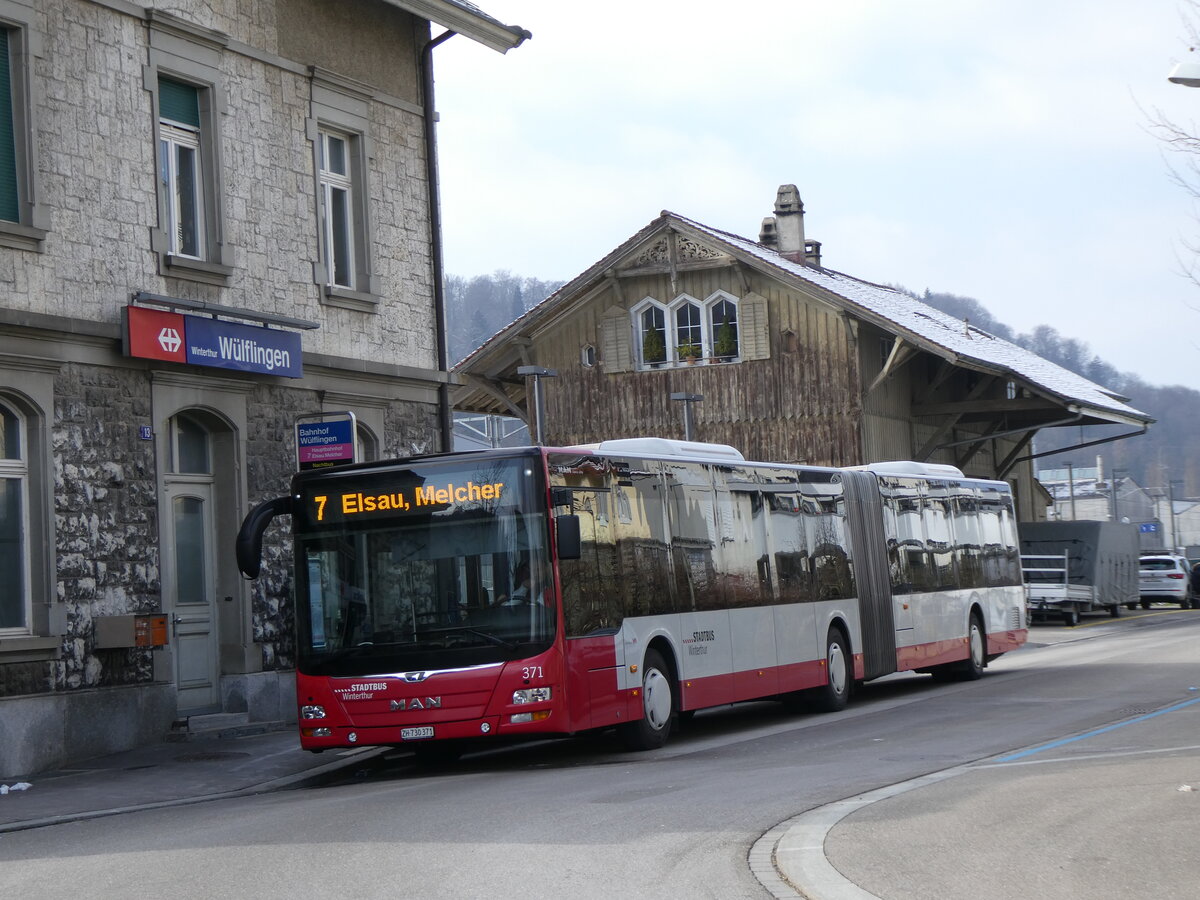 (272'118) - SW Winterthur - Nr. 371/ZH 730'371 - MAN am 15. Februar 2025 beim Bahnhof Winterthur Wlflingen