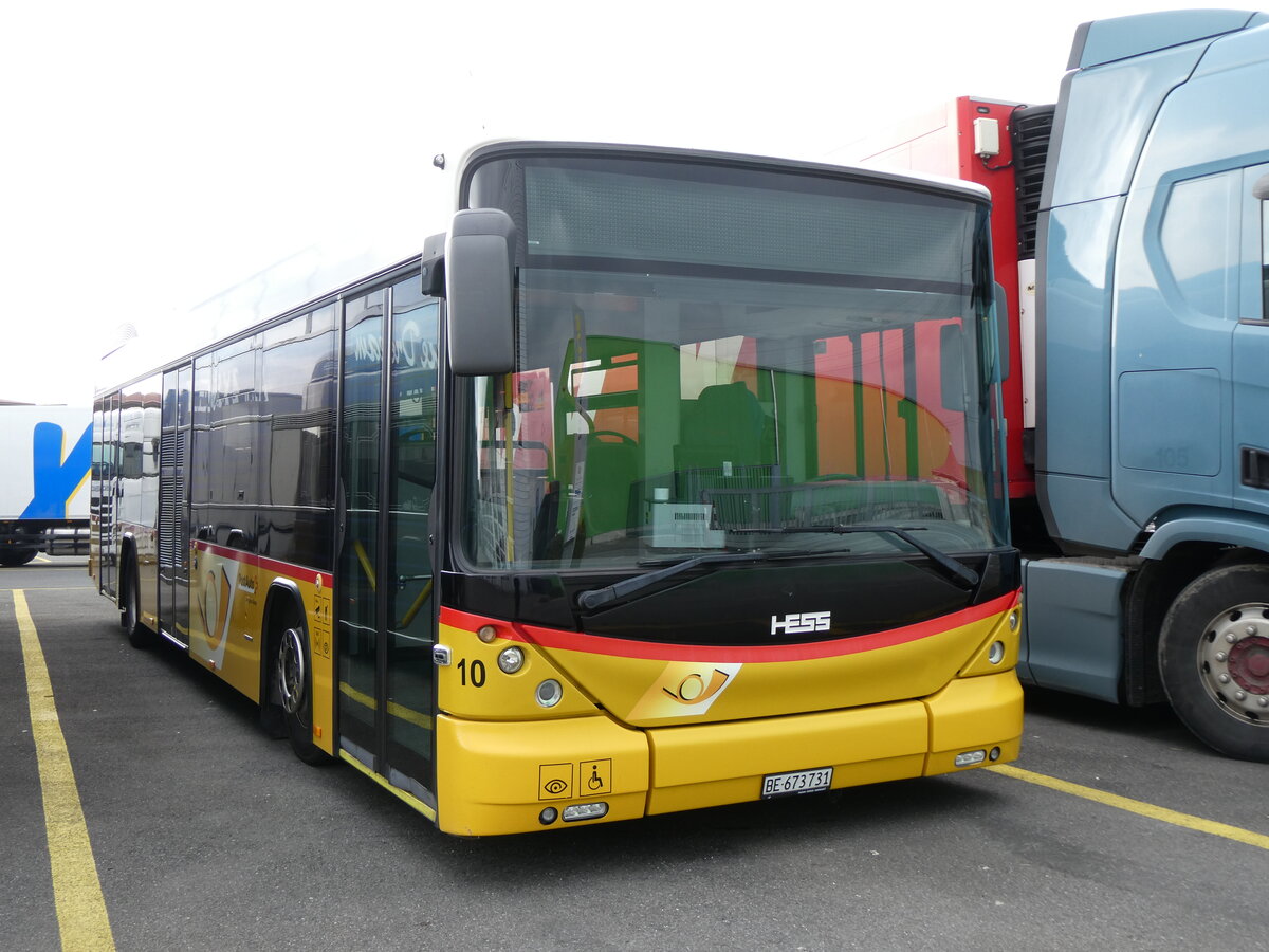 (272'542) - PostAuto Bern - Nr. 10/BE 673'731/PID 5500 - Hess (ex Klopfstein, Laupen Nr. 10) am 1. Mrz 2025 in Kerzers, Interbus