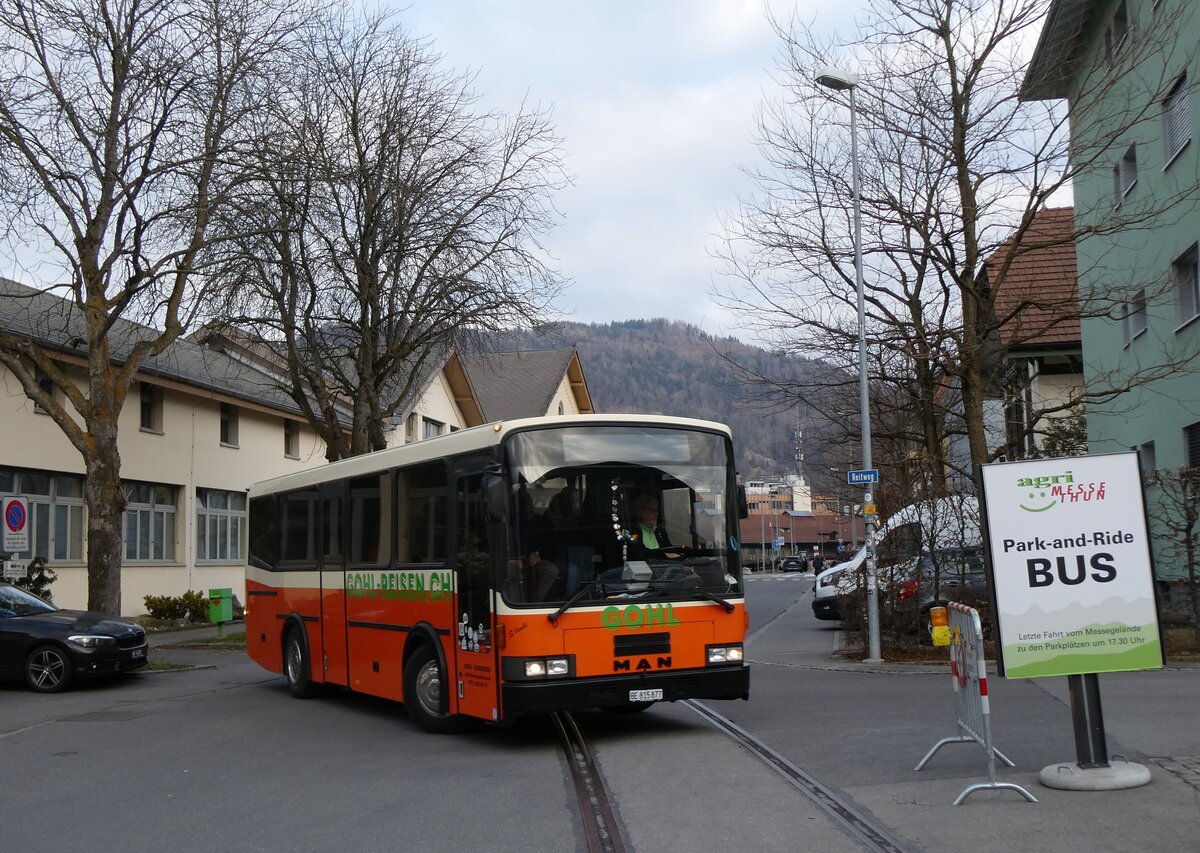 (272'569) - Gohl, Herzogenbuchsee - BE 815'877 - MAN/Lauber (ex AMSA Chiasso Nr. 19; ex Tresch, Amsteg PID 2290) am 1. Mrz 2025 in Thun, Expo