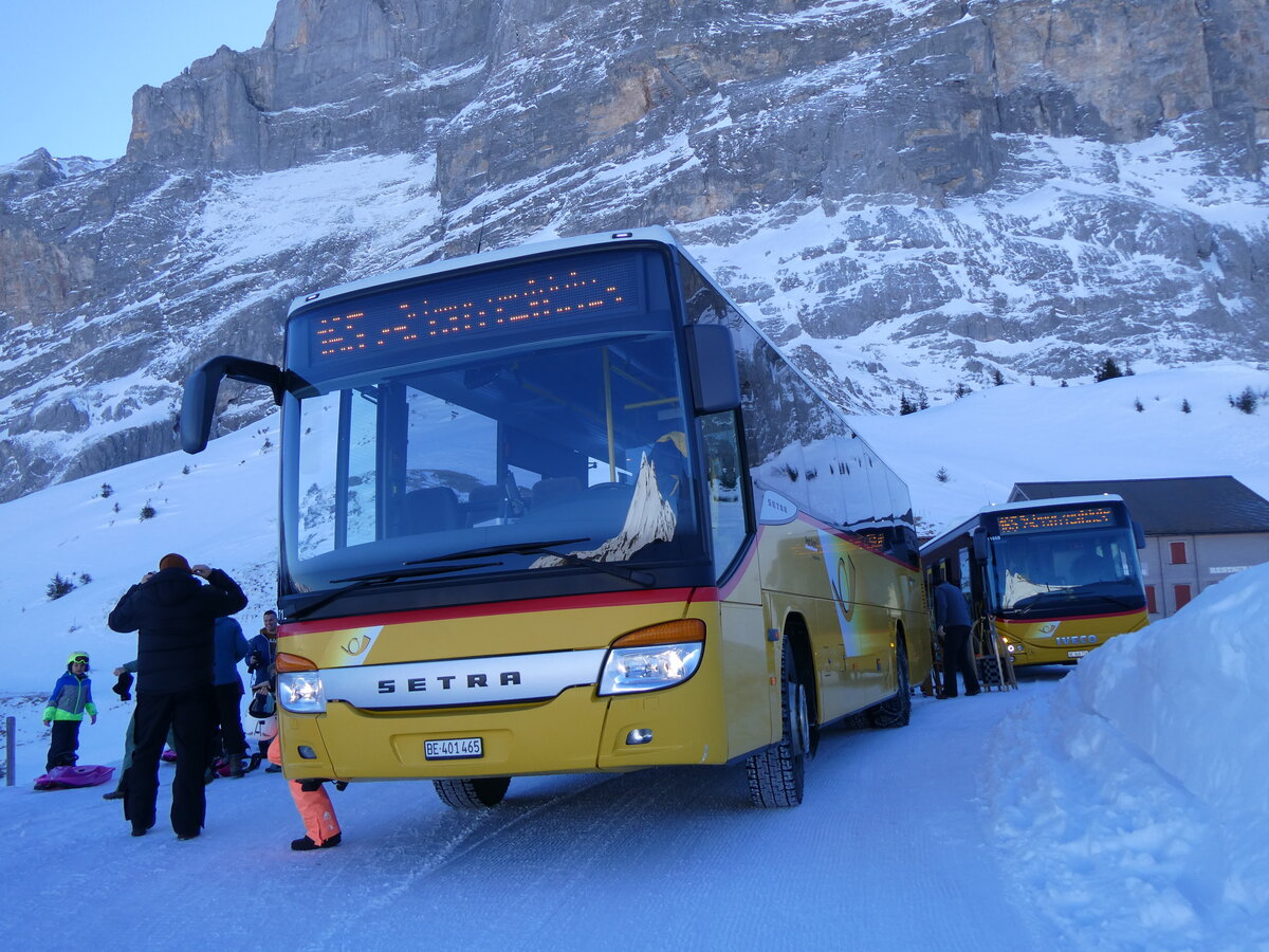 (272'572) - PostAuto Bern - BE 401'465/PID 4715 - Setra (ex AVG Meiringen Nr. 65) am 2. Mrz 2025 auf der Grossen Scheidegg