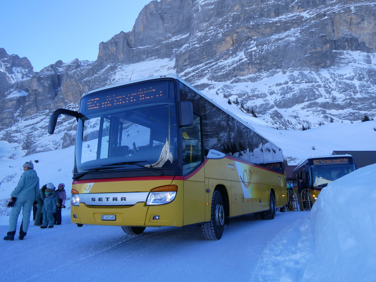 (272'573) - PostAuto Bern - BE 401'465/PID 4715 - Setra (ex AVG Meiringen Nr. 65) am 2. Mrz 2025 auf der Grossen Scheidegg