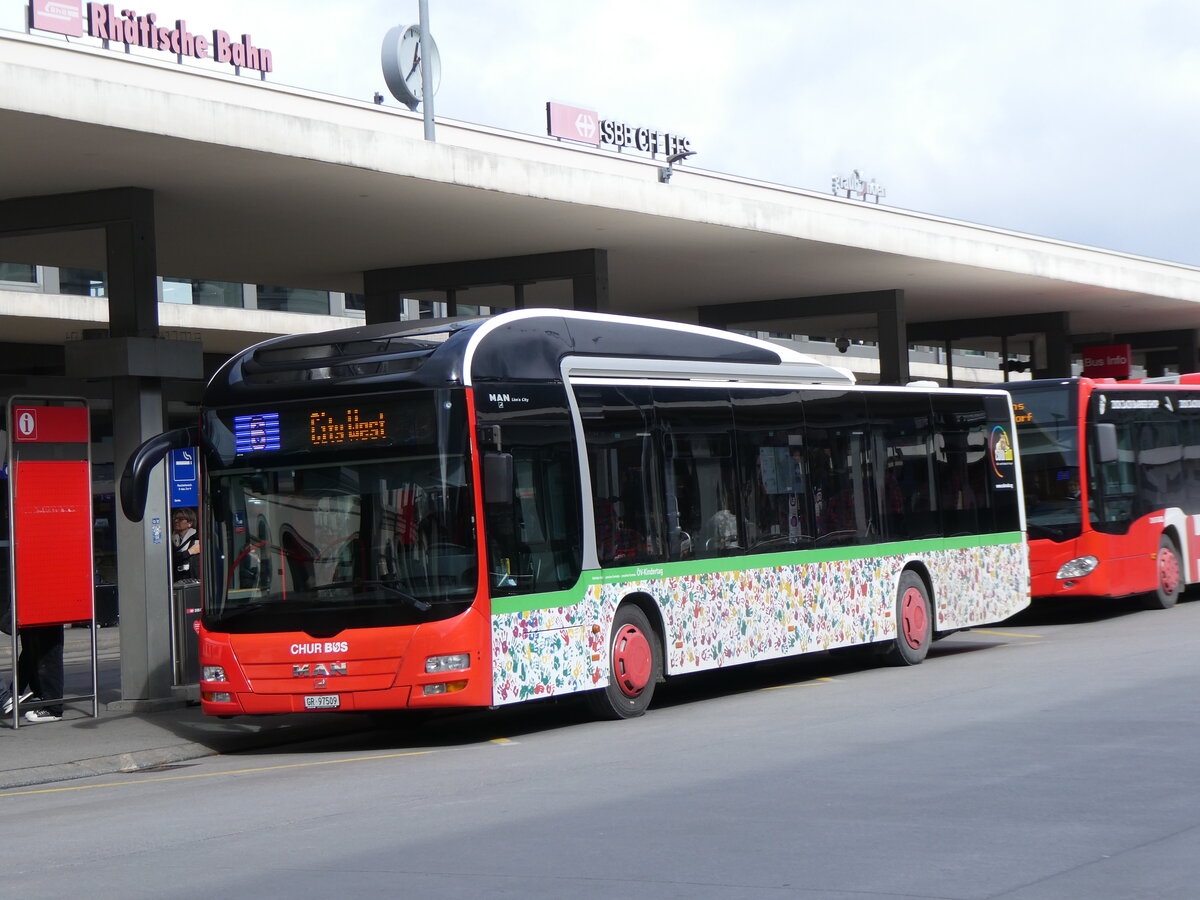 (272'910) - Chur Bus, Chur - Nr. 9/GR 97'509 - MAN am 14. Mrz 2025 beim Bahnhof Chur