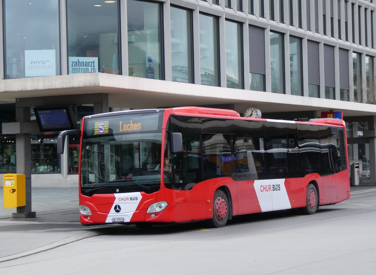 (272'914) - Chur Bus, Chur - Nr. 19/GR 97'519 - Mercedes am 14. Mrz 2025 beim Bahnhof Chur