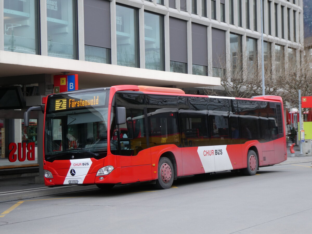 (272'921) - Chur Bus, Chur - Nr. 7/GR 97'507 - Mercedes am 14. Mrz 2025 beim Bahnhof Chur