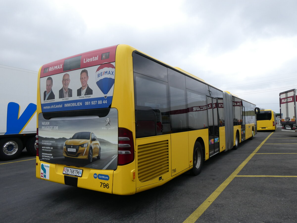 (273'023) - VBZ Zrich - Nr. 796/ZH 768'796 - Mercedes (ex AAGL Liestal Nr. 93) am 15. Mrz 2025 in Kerzers, Interbus