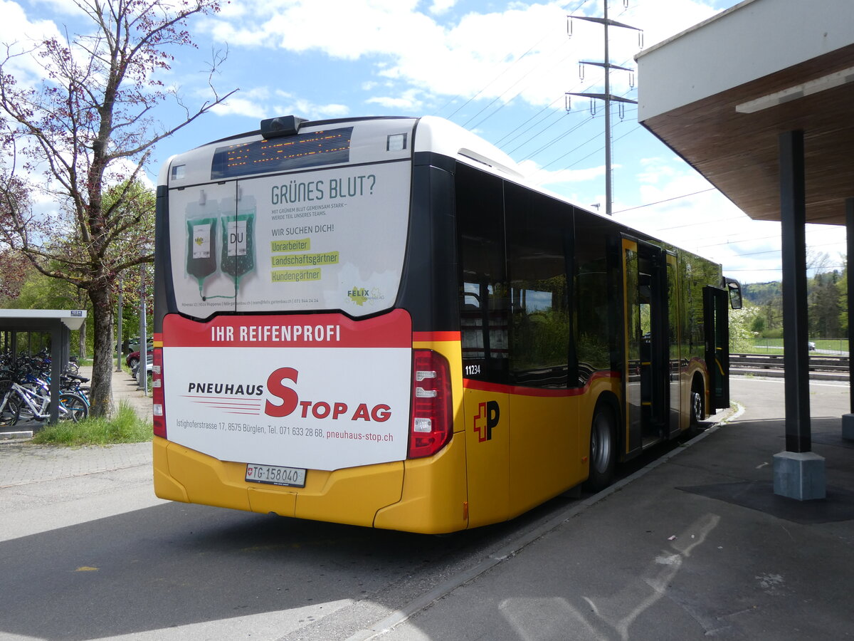 (274'116) - PostAuto Ostschweiz - TG 158'040/PID 11'234 - Mercedes am 22. April 2025 beim Bahnhof Mllheim-Wigoltingen