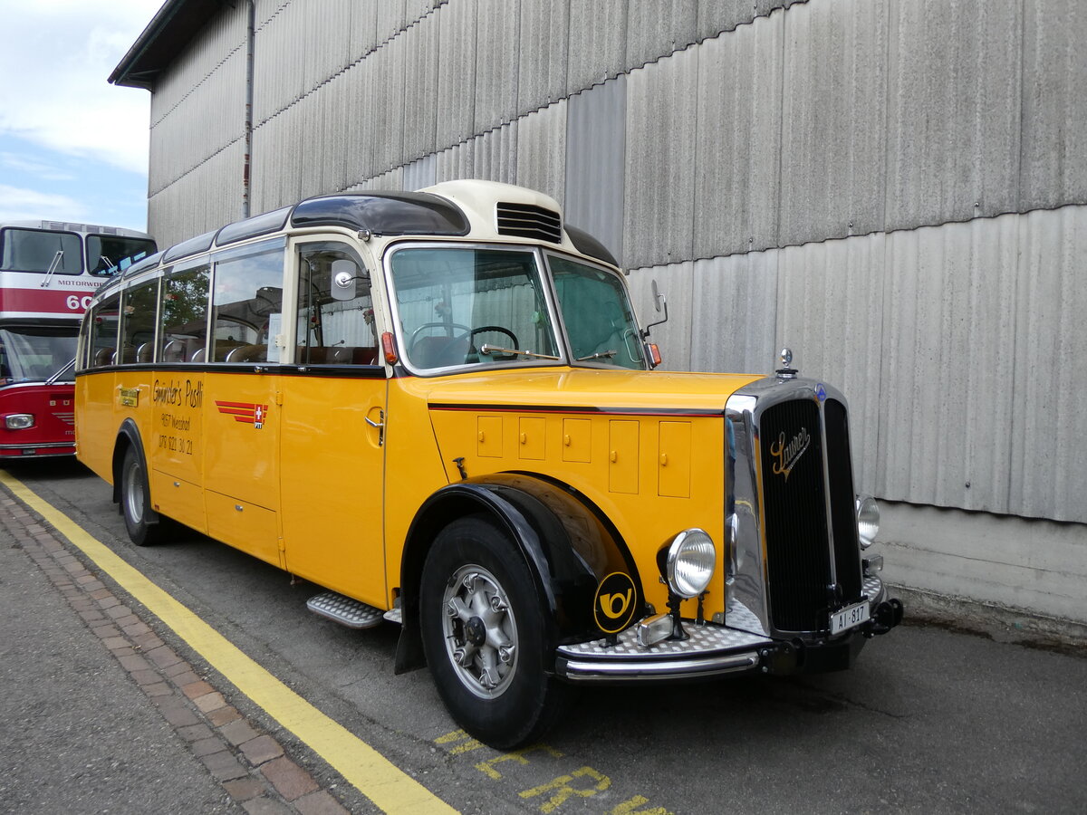 (274'534) - Gmnder, Weissbach - AI 817 - Saurer/Gangloff (ex P 23'144; ex P 2213) am 3. Mai 2025 in Attikon, Wegmller