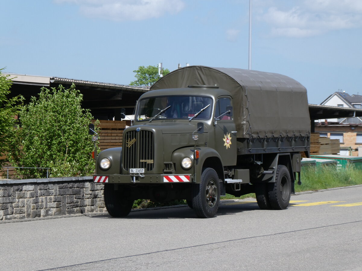 (274'594) - Saurer - BL 23'657 - am 3. Mai 2025 beim Bahnhof Rickenbach-Attikon