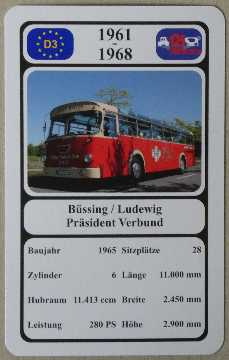 (276'208) - Quartett-Spielkarte mit Bssing / Ludewig Prsident Verbund von 1965 am 2. Juni 2025 in Thun