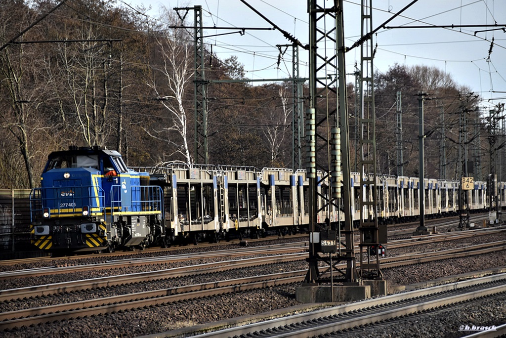 277 405 brauste mit einen leeren autozug durch hh-harburg,03.03.17